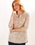 Tunique imprim&eacute; motif cachemire, manches retroussables (blanc / beige)