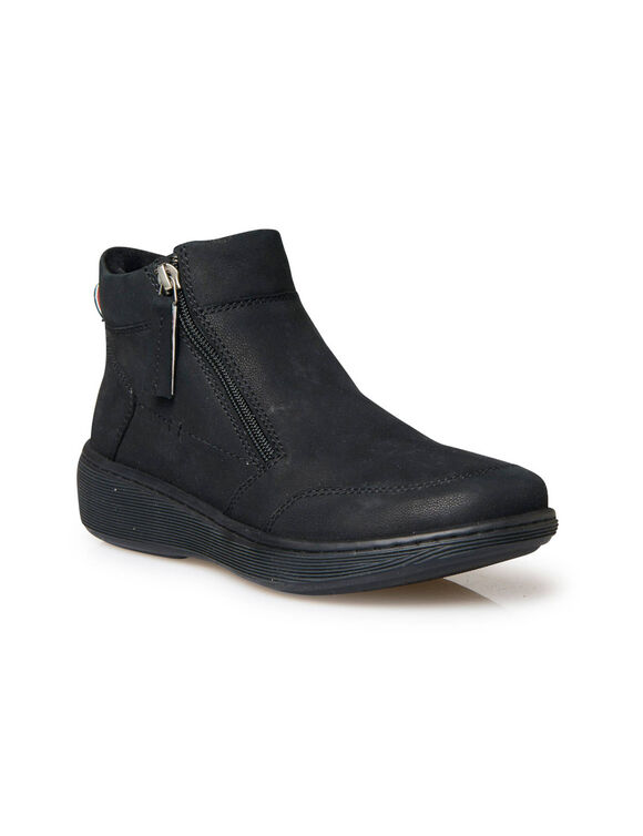 Boots compensées en croûte de cuir (noir)