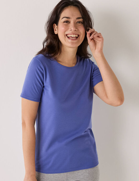 T-shirt thermique col rond - manches courtes (bleu jean)