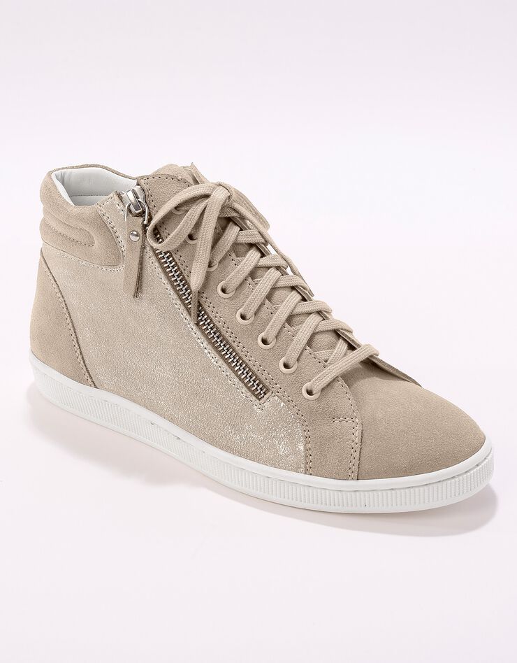 Baskets montantes en croûte de cuir - beige irisé (beige irisé)