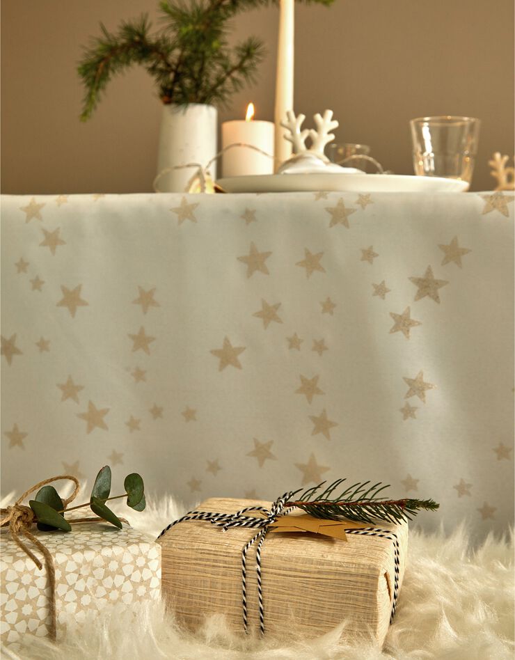 Nappe imprimé étoiles dorées (blanc) Nappe imprimé étoiles dorées (blanc)