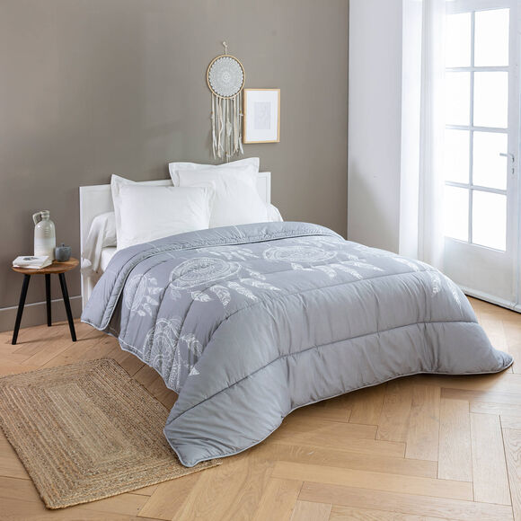 Couette coton imprim&eacute; Tea 400 g/m&sup2; (gris)