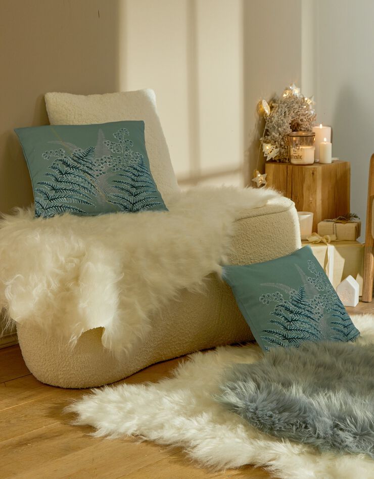 Lot de 2 housses de coussin imprimé végétal (vert)