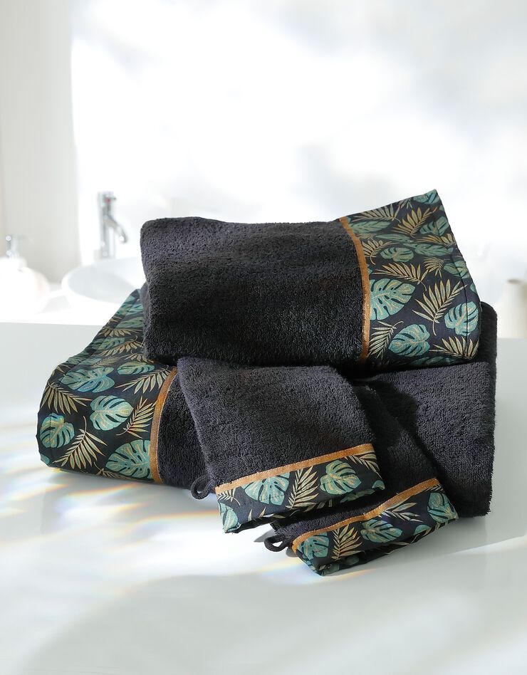 Éponge coton liteau motif jungle - 420 g/m² (noir)