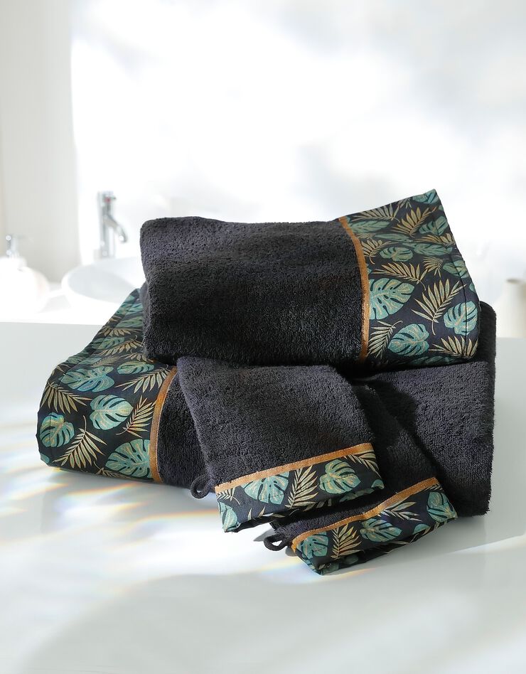 Éponge coton liteau motif jungle - 420 g/m² (noir) Éponge coton liteau motif jungle - 420 g/m² (noir)