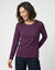 T-shirt uni col rond stretch (prune)