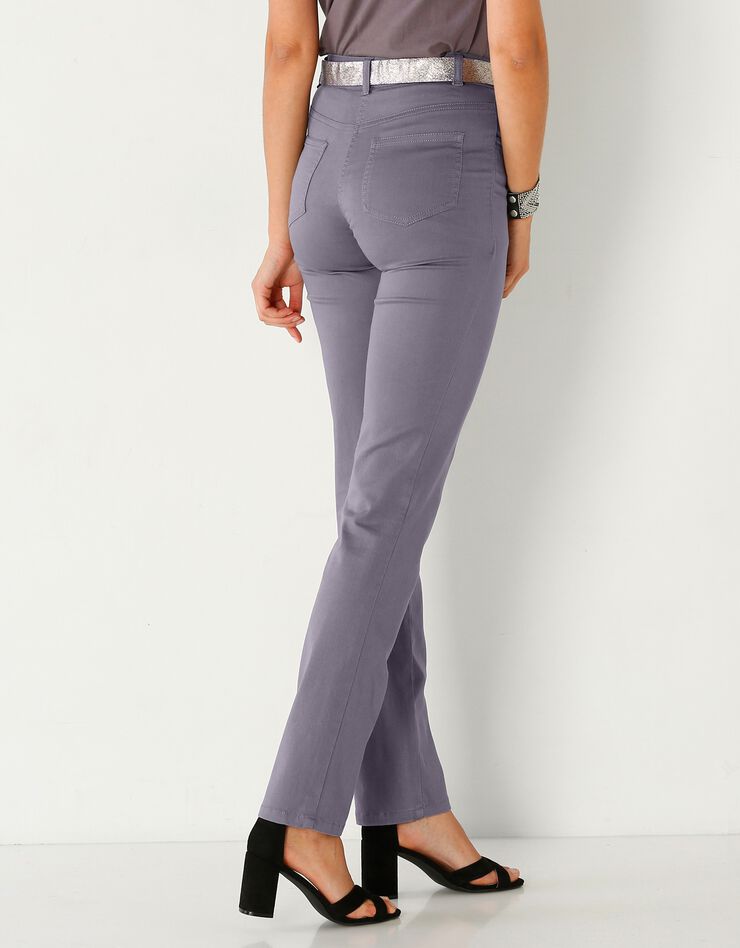 Pantalon effet ventre plat coton extensible (gris)
