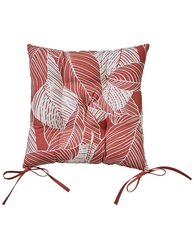 Galette de chaise carrée imprimé feuillage - lot de 2 (terracotta)