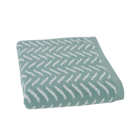 Serviette éponge coton jacquard 500 g/m² (bleu / blanc)