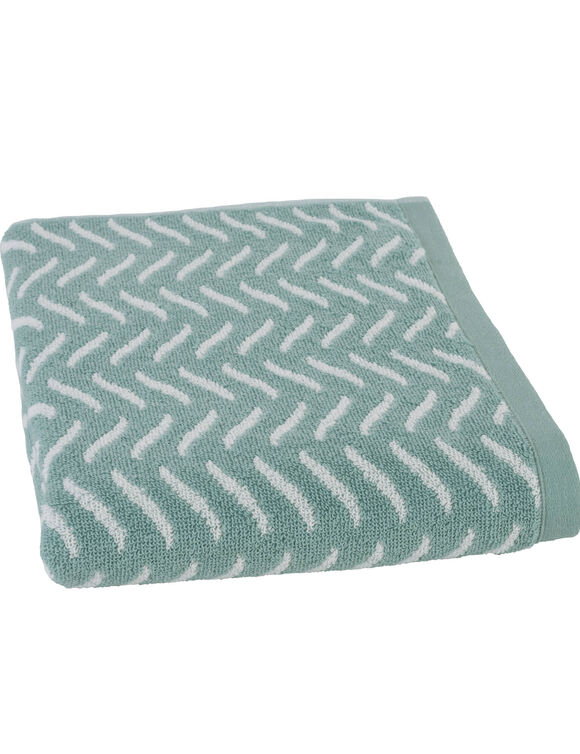 Serviette éponge coton jacquard 500 g/m² (bleu / blanc)