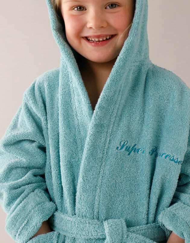 Peignoir enfant éponge à capuche personnalisable  (vert d'eau)