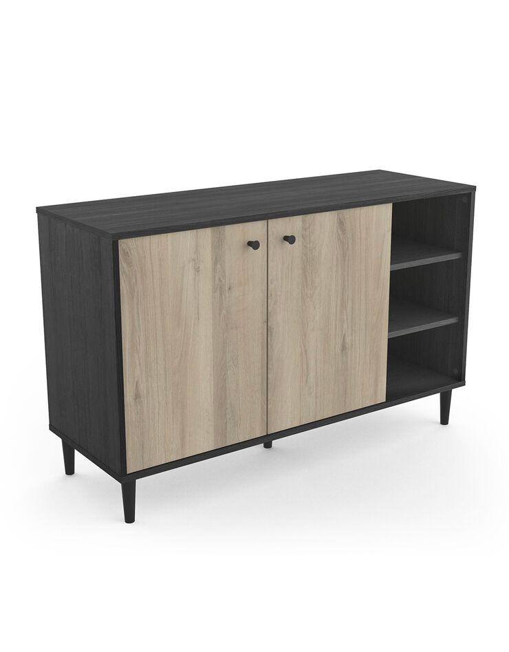Buffet HAMFIELD 2 portes – 3 étagères côtés (noir)