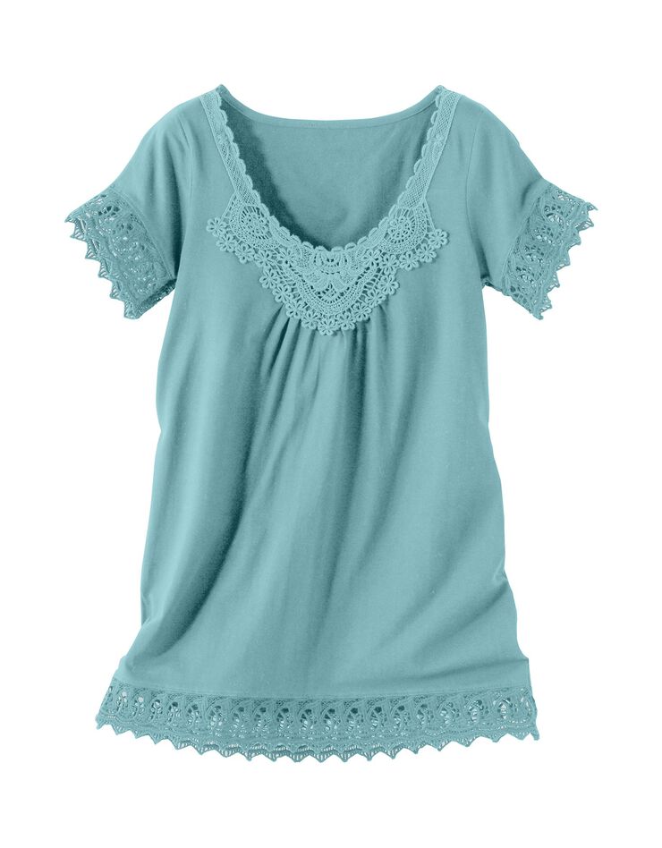 Tee-shirt macramé fantaisie (vert grisé) Tee-shirt macramé fantaisie (vert grisé)