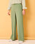 Pantalon large taille élastiquée, crêpe (vert grisé)
