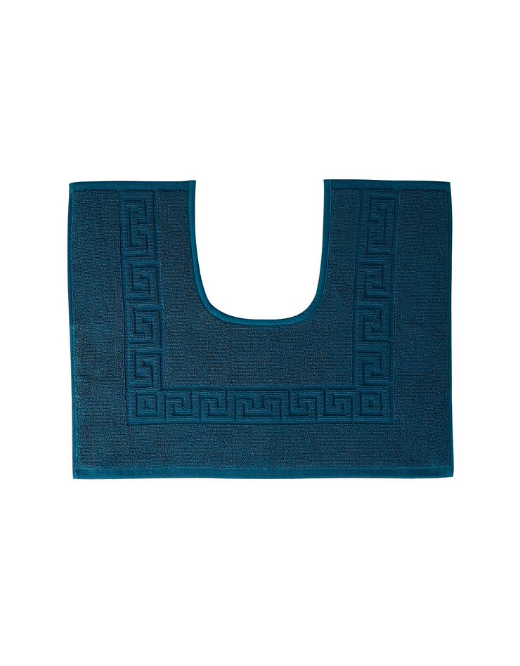 Tapis de bain éponge liteau motif frise grecque (bleu paon) Tapis de bain éponge liteau motif frise grecque (bleu paon)
