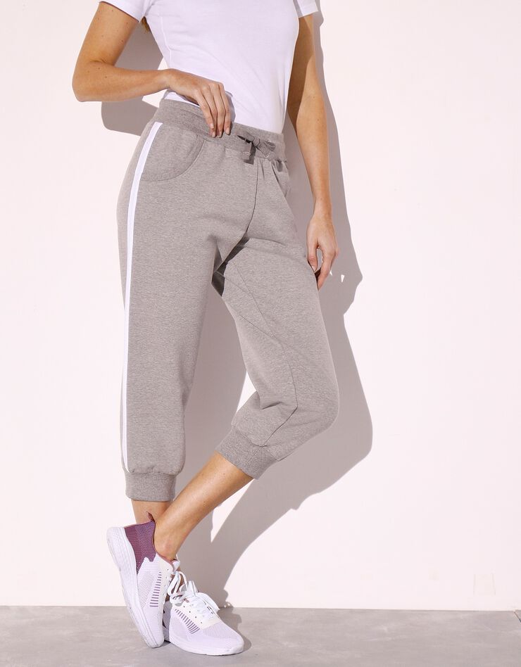 Pantacourt jogging bicolore (gris chiné / blanc) Pantacourt jogging bicolore (gris chiné / blanc)