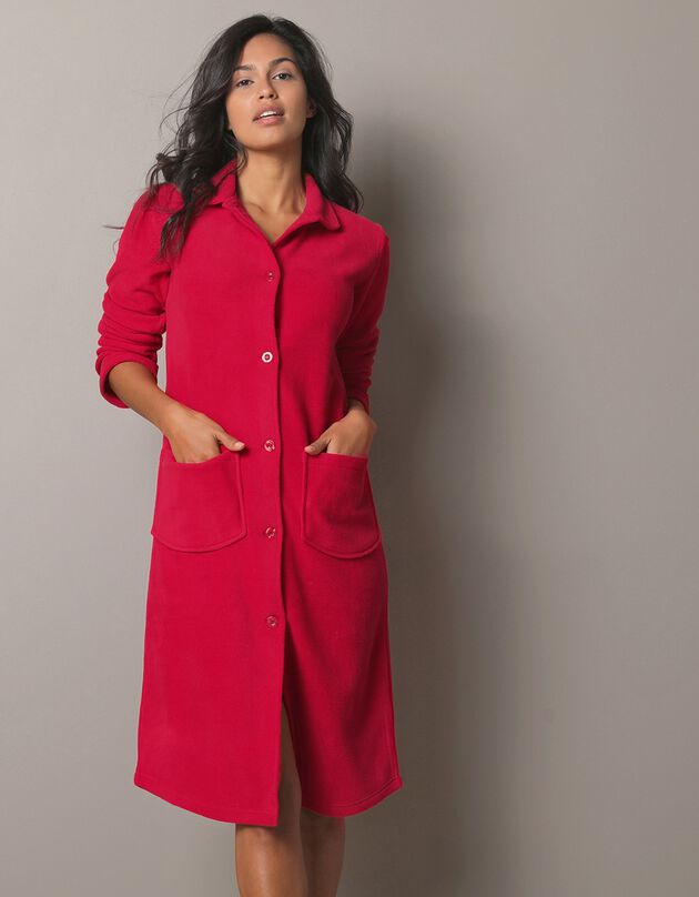 Peignoir polaire boutonné (cerise)