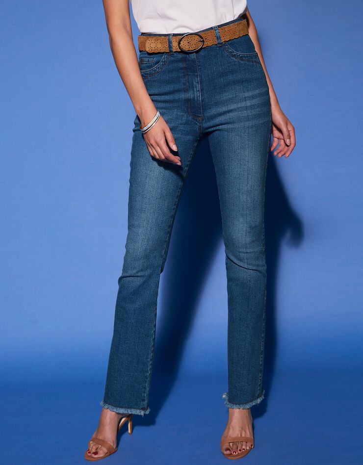 Jean bootcut frangé taille haute (stone) Jean bootcut frangé taille haute (stone)