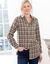 Chemise longue petits carreaux tissé-teints, flanelle (vert / rose)
