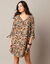 Robe évasée biais contrastés imprimée (caramel / écru)