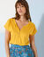 Tee-shirt col tunisien manches courtes, uni (curry)
