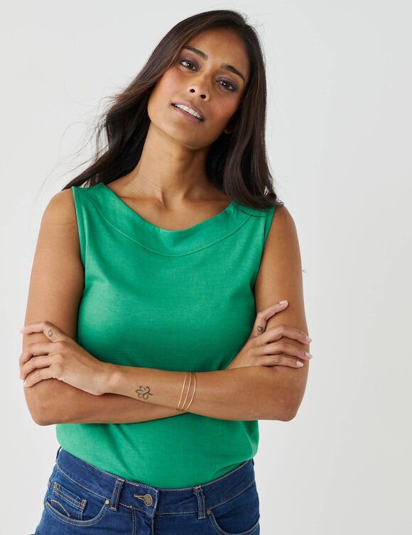 D&eacute;bardeur col bateau uni  (vert)