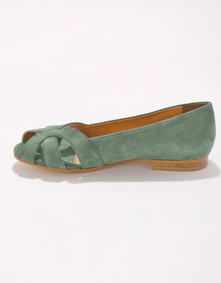 Ballerines à bout ouvert en cuir (vert)
