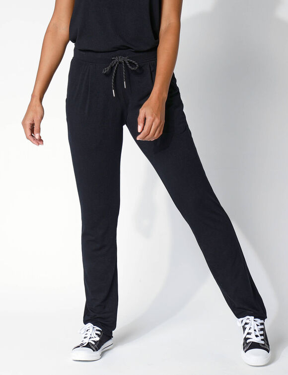 Pantalon maille fluide uni (noir)