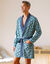 Robe de chambre courte imprimée col châle uni (bleu / vert)