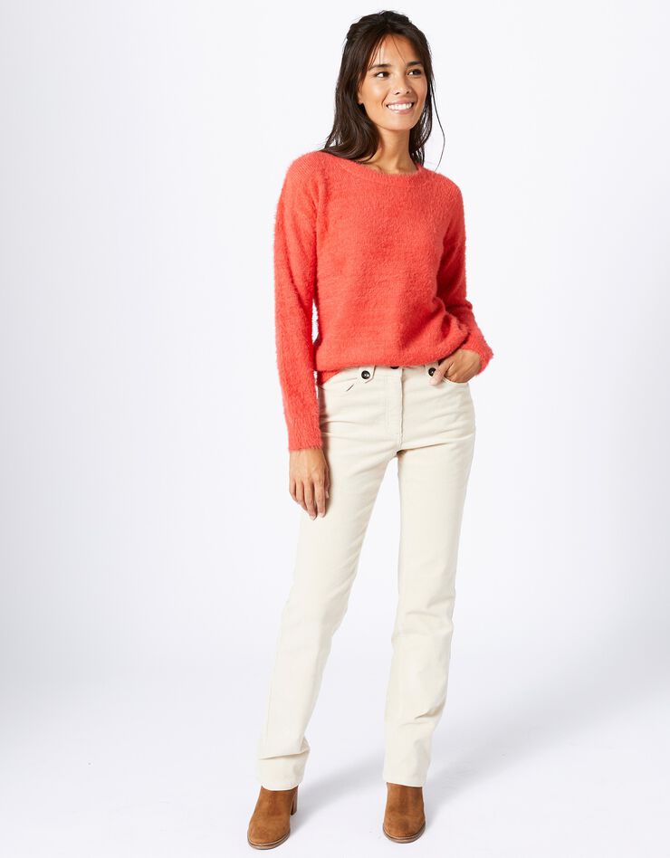 Pull manches longues maille poilue ultra douce (corail) Pull manches longues maille poilue ultra douce (corail)