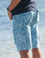 Bermuda toile imprimé feuillage (bleu)