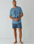 Pyjama short imprim&eacute; message, manches courtes (bleu / marine)