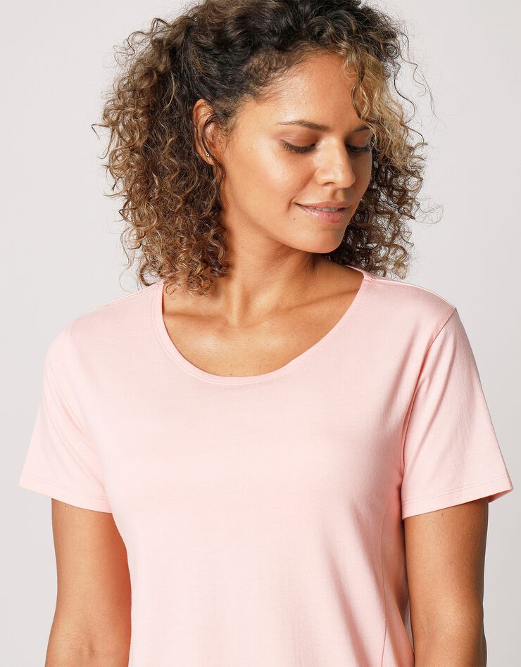 Tee-shirt manches courtes détail résille (rose) Tee-shirt manches courtes détail résille (rose)