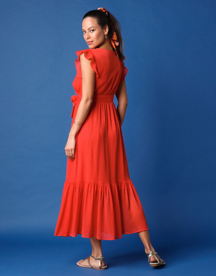 Robe longue sans manches à grand volant (grenadine)