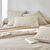Linge de lit uni coton lav&eacute; (beige)
