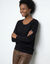 Pull col rond uni, manches longues, toucher doux (noir)