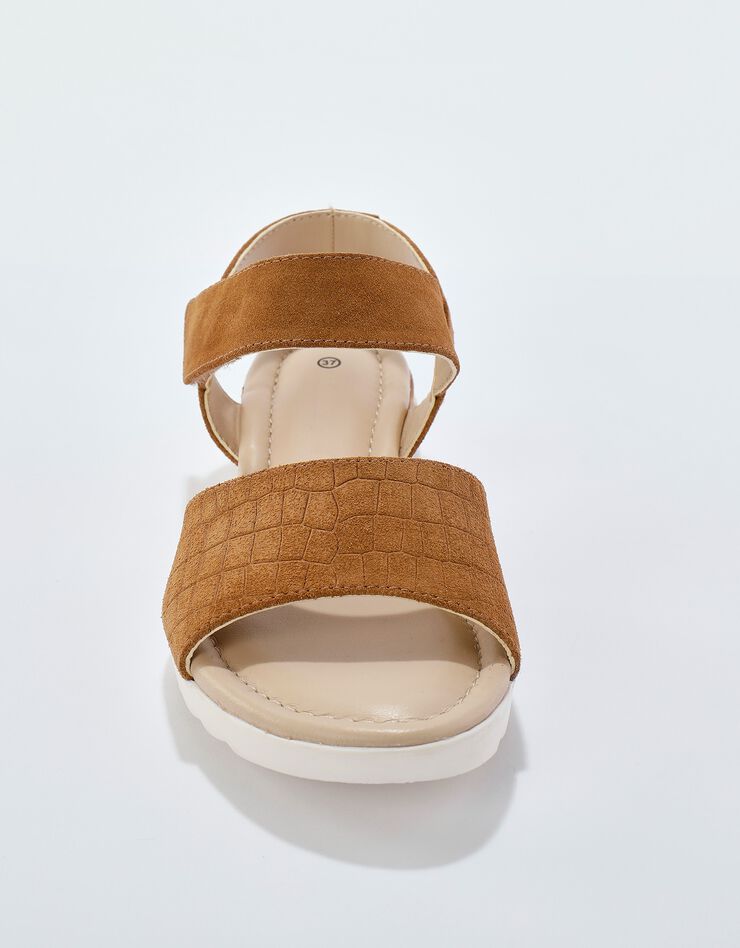 Sandales compensées cuir effet croco (caramel) Sandales compensées cuir effet croco (caramel)