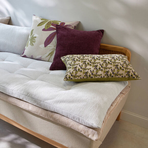 Long coussin de canap&eacute; chenille (gris perle)