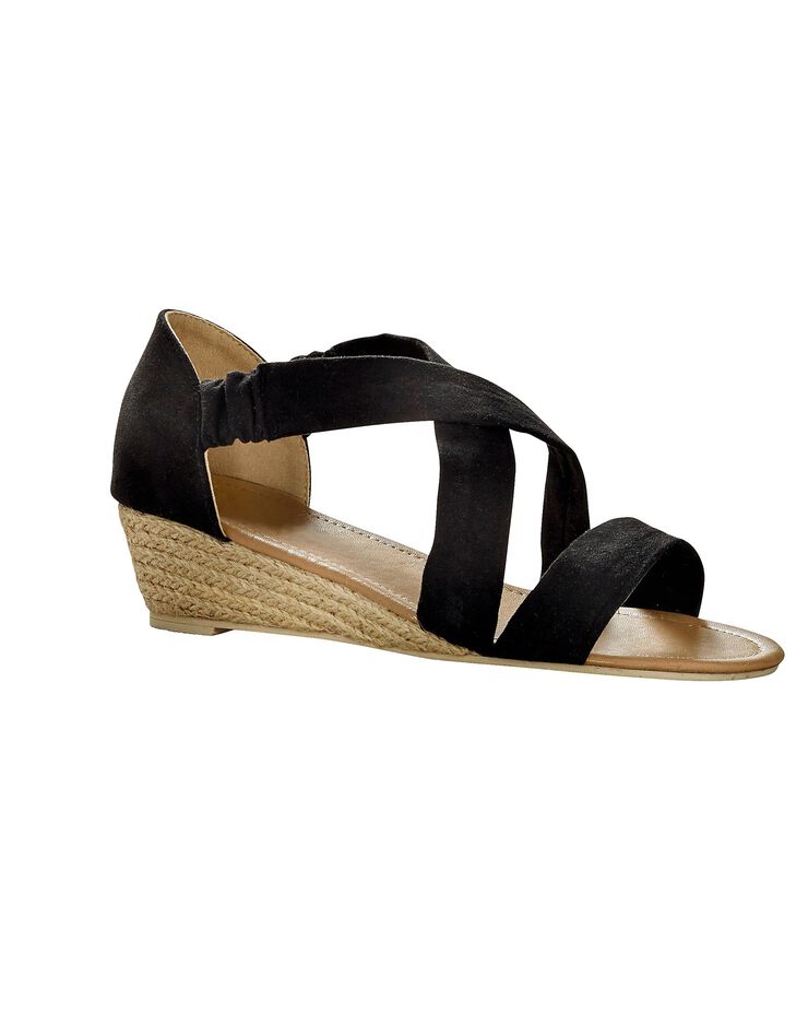 Sandales compensées élastiquées suédine (noir) Sandales compensées élastiquées suédine (noir)