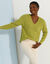 Pull col V, maille anglaise toucher doux (anis)