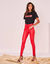 Pantalon fuselé enduit ultra stretch (rouge foncé)