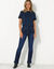 Jean bootcut ultra stretch, maille effet denim - petite stature (dark blue)