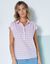 Blouse à carreaux, manches courtes à revers (lilas)