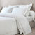 Linge de lit uni double bourdon - percale de coton 80 fils/cm&sup2; (blanc / sable)