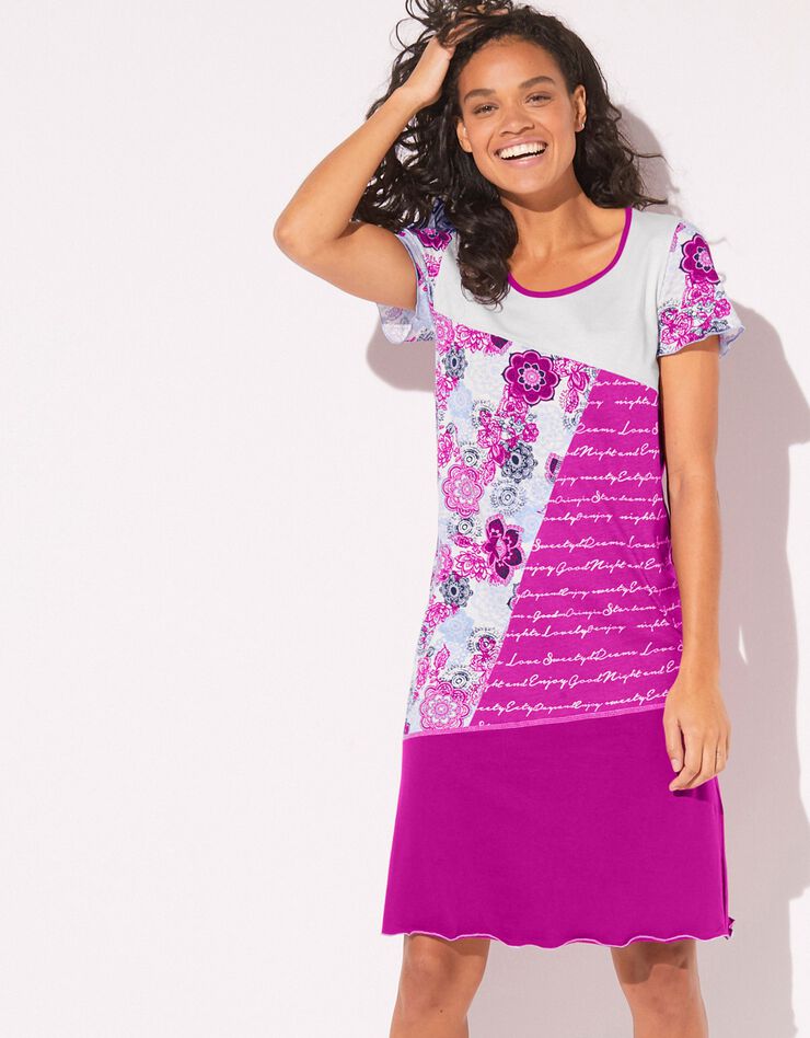 Chemise de nuit fantaisie déoupes fantaisie (fuchsia) Chemise de nuit fantaisie déoupes fantaisie (fuchsia)