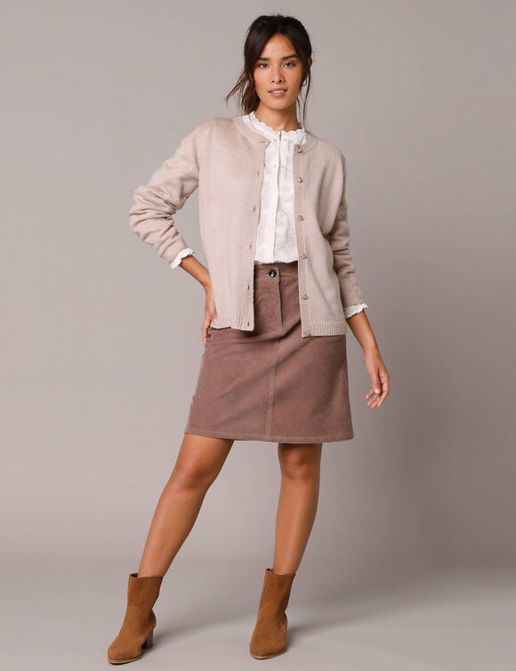 Gilet boutons fantaisie, toucher doux (beige chiné)