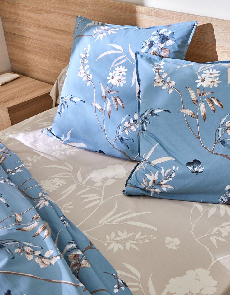 Linge de lit Anne en coton (bleu grisé)