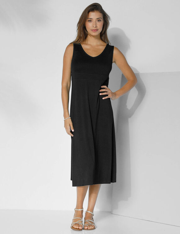 Robe longue unie sans manches (noir)