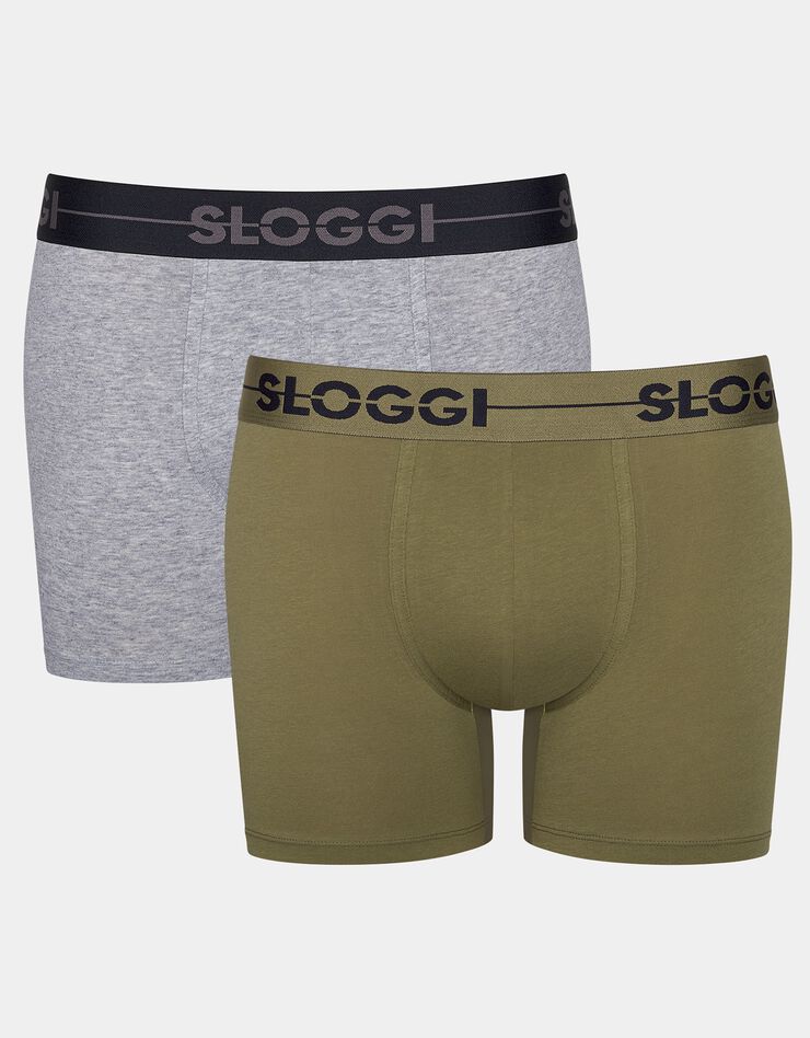 Boxer coupe short "Go"- lot de 2 (kaki + gris) Boxer coupe short "Go"- lot de 2 (kaki + gris)