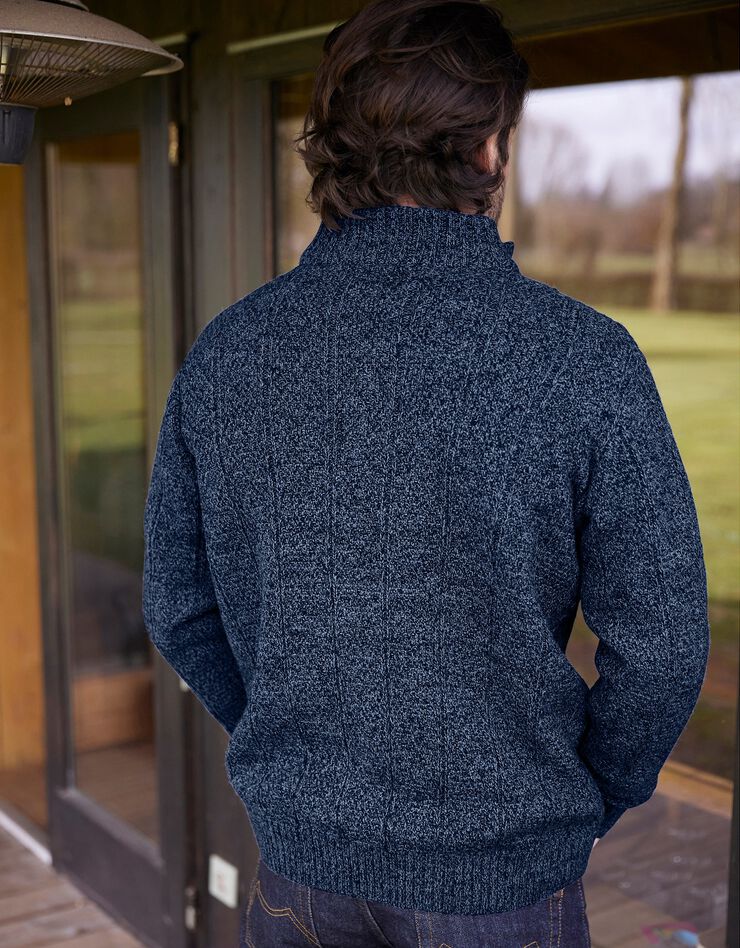 Gilet zippé irlandais homme (bleu mouliné) Gilet zippé irlandais homme (bleu mouliné)